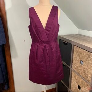 J. Crew Special Occasion Plum Purple Deep V-Neck Mini Dress